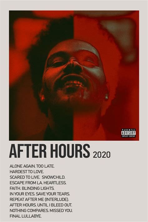 After Hours (Deluxe) By The Weeknd Minimalist Album Polaroid Poster in 2022 | Music poster ideas ...