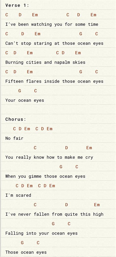 ocean eyes - Billie Eilish (chords) | Ukulele songs, Guitar chords and lyrics, Ukulele chords songs