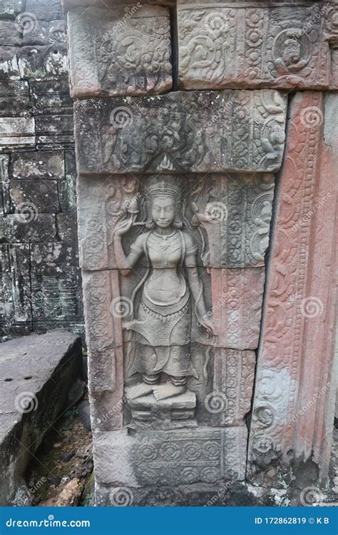 Vishnu, Shiva, Hindu God Symbol, Face in Ancient Temple Ruins of Angkor ...