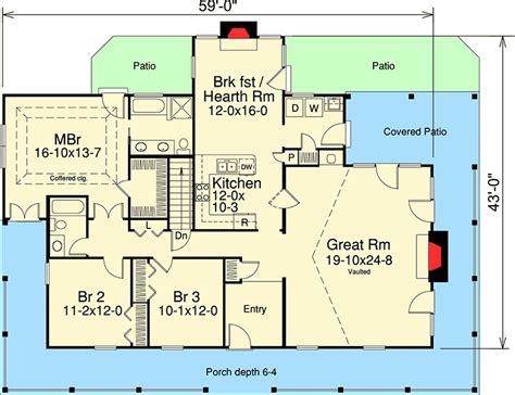 Country Ranch with Detached Three-Car Garage - 57094HA | Architectural Designs - House Plans