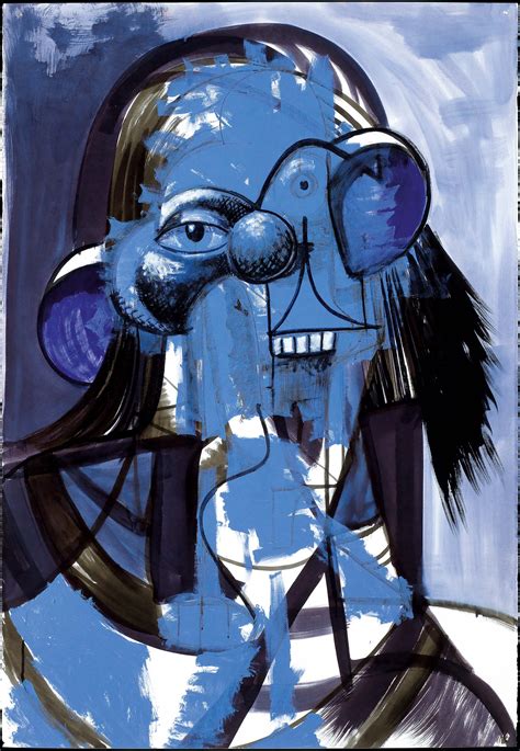 GEORGE CONDO (USA, B. 1957) , Blue Portrait Composition | Christie's