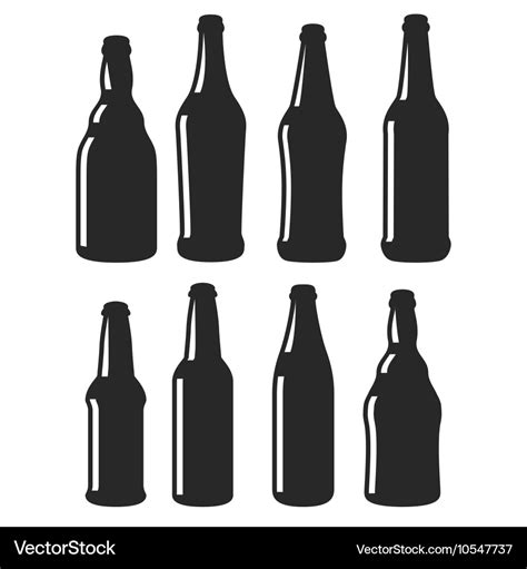 Beer bottles different shapes black icons Vector Image