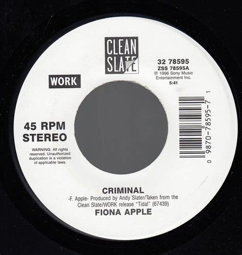 Fiona Apple - Criminal (1996, Vinyl) | Discogs