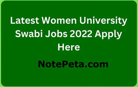 Women University Swabi Jobs 2022