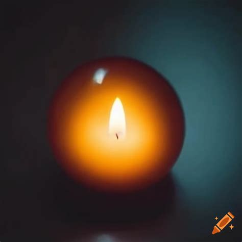 White marble orb with a burning yellow candle on Craiyon
