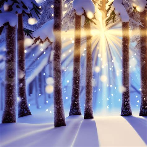 Snowy Forest Background · Creative Fabrica