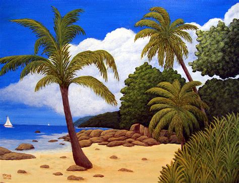 Tropical Island Beach Painting by Frederic Kohli