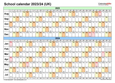 School calendars 2023/24 UK - free printable Word templates