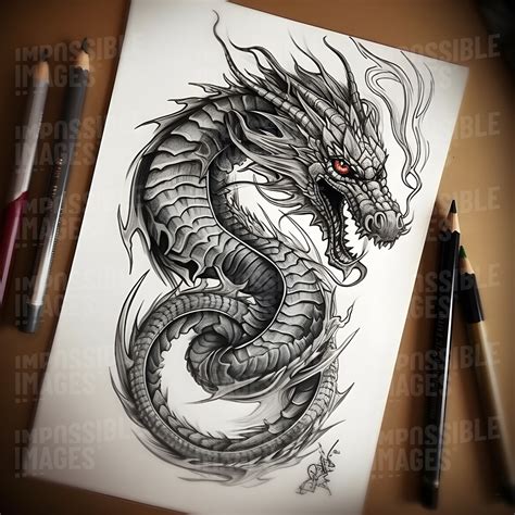 Pencil drawing for a dragon tattoo design - Impossible Images - Unique stock images for ...