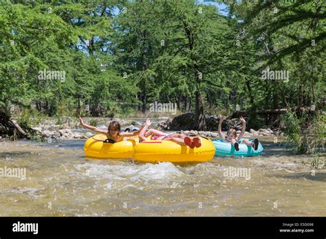 USA, Texas, Children tubing the Frio River Stock Photo - Alamy