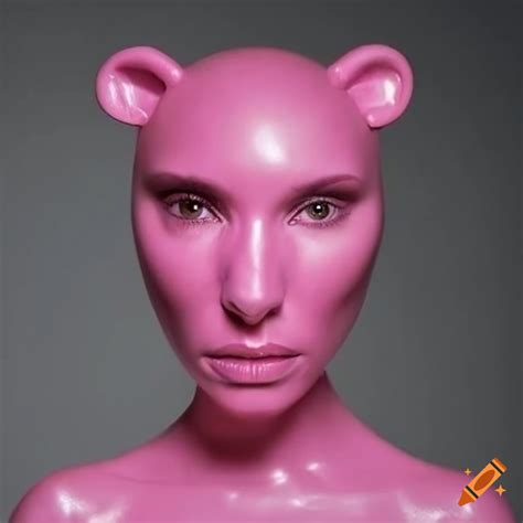 Natalie portman's face covered in pink latex with a pink panther head on Craiyon