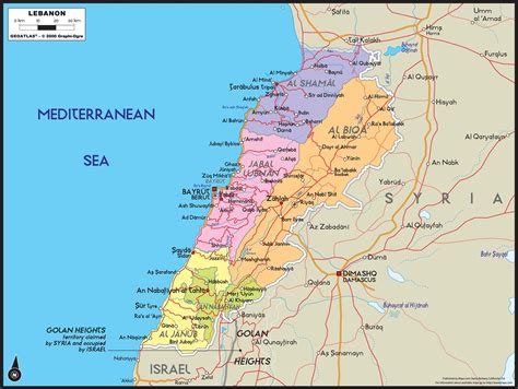 Lebanon Political Wall Map | Maps.com.com