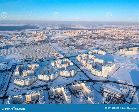 Flying Over Minsk, Belarus. Winter City Stock Photo - Image of nature ...