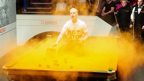 World Snooker Championship: Play suspended as protestor interrupts ...