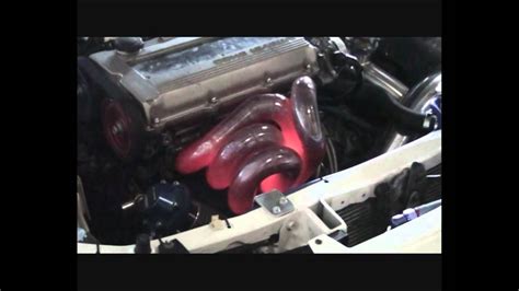 Mazda FE3 Turbo red hot exhaust headers. - YouTube