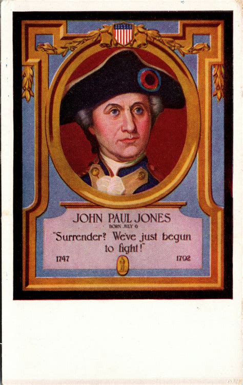 Vtg John Paul Jones Revolutionary War Patriotic Hero Portrait Postcard ...