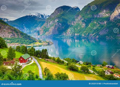 Norway Countryside and Farms in Aurlandsfjord Branch of Sognefjord Stock Photo - Image of ...