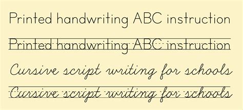 Educational cursive fonts to teach primary children (3-11) handwriting