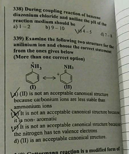 Examine the following two structures for the anilinium ion and choose the correct statement from ...