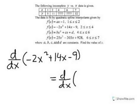 Quadratic Spline Method Interpolation Example - YouTube