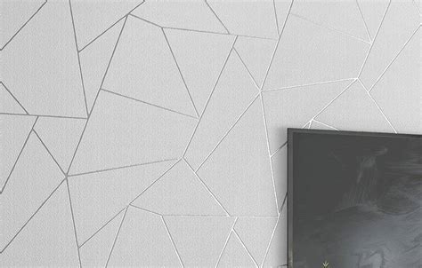 Plain Grey Geometric Pattern Interior Home Decoration Non Adhesive Wallpaper