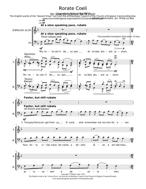 Rorate coeli - Jakob Reiner Sheet music for Soprano, Bass voice (Choral) | Musescore.com