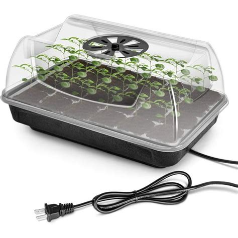 iPower Heating Seed Starter Germination Kit Seedling Propagation Tray with Heater and 5in Vented ...