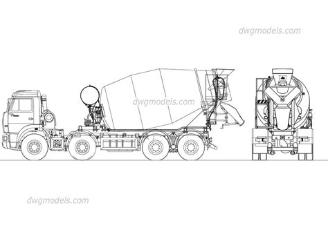 Kamaz Concrete Mixer AutoCAD blocks, CAD models free download