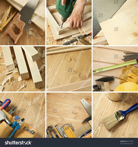 Carpentry Tools, Wood Planks Collage Stock Photo 80313958 : Shutterstock