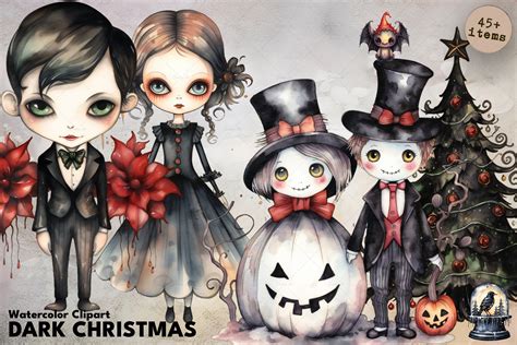 Watercolor Dark Christmas | Gothic Christmas - Design Cuts