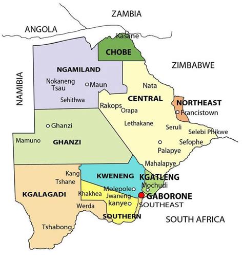 Botswana Map Districts Map Of Botswana With Districts Southern Africa Africa | sexiezpix Web Porn