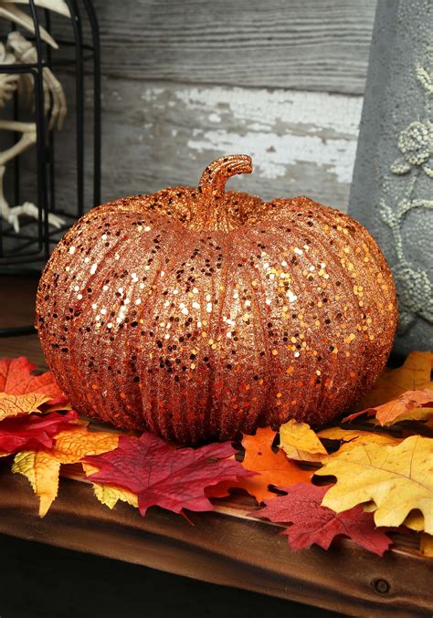 8" Orange Glitter Pumpkin Prop | Pumpkin Decorations