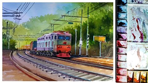 Watercolor painting : Paint a Train - YouTube