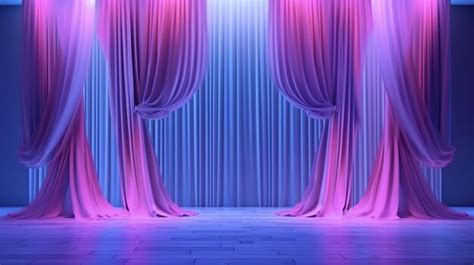 Premium AI Image | A stage draped with a captivating curtain bright lights creating an ...