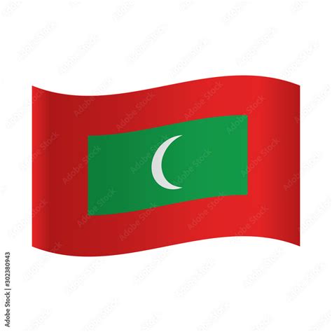 Maldives Flag, National flag of Republic of the Maldives: green rectangle with white crescent ...