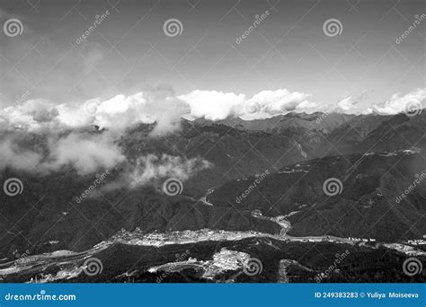 Black and White Mountain Landscape Stock Image - Image of hiking ...