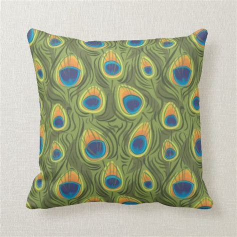 peacock print throw pillow | Zazzle