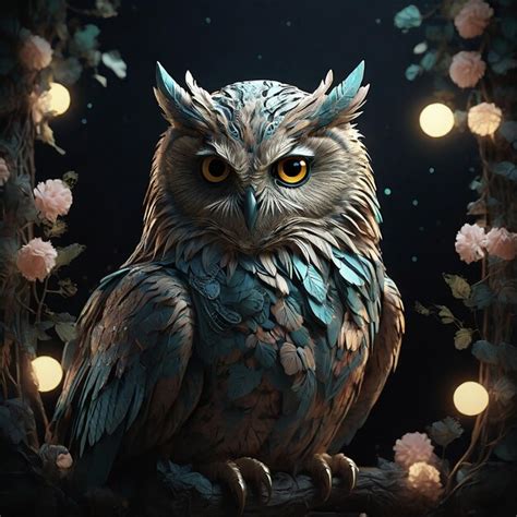 Premium AI Image | An owl on a tree branch ai generated picture