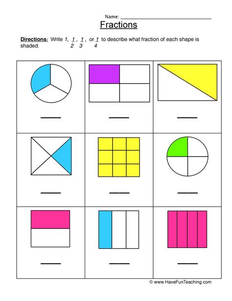 Halves Thirds Fourths Worksheets