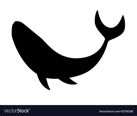 Black silhouette big blue whale cartoon animal Vector Image