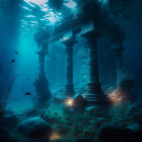 Premium Photo | Underwater lost city atlantis and its ruins