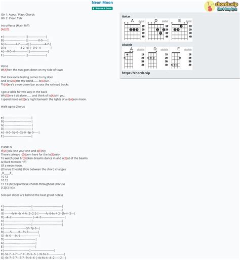 Chord: Neon Moon - tab, song lyric, sheet, guitar, ukulele | chords.vip