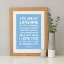 'you Are My Sunshine' Song Lyrics Print By Hope And Love | notonthehighstreet.com
