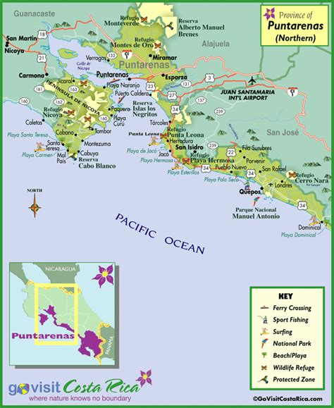 North Puntarenas Map Puntarenas, Montezuma, Monteverde, Guanacaste ...