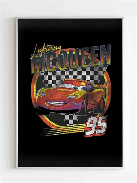 Disney Pixar Cars Lightning Mcqueen Vintage Race Poster