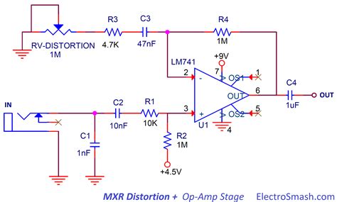 ElectroSmash - MXR Distortion + Circuit Analysis. Diy Guitar Pedal, Guitar Cord, Guitar Pedals ...