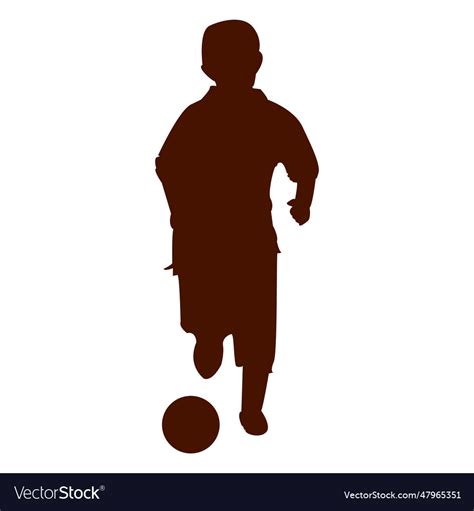 Child playing football silhouette Royalty Free Vector Image