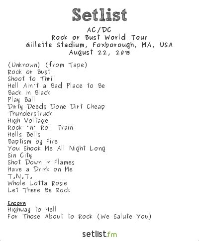 AC/DC Setlist Gillette Stadium, Foxborough, MA, USA 2015, Rock or Bust ...