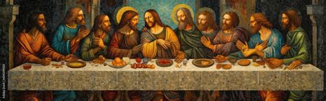 The Last Supper of Jesus and the 12 Apostles, ai generative Stock ...