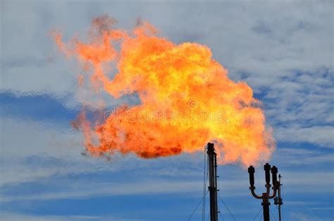 A Flare Stack Burning Off Natural Gas. Stock Image - Image of hydrogen, loud: 191100443